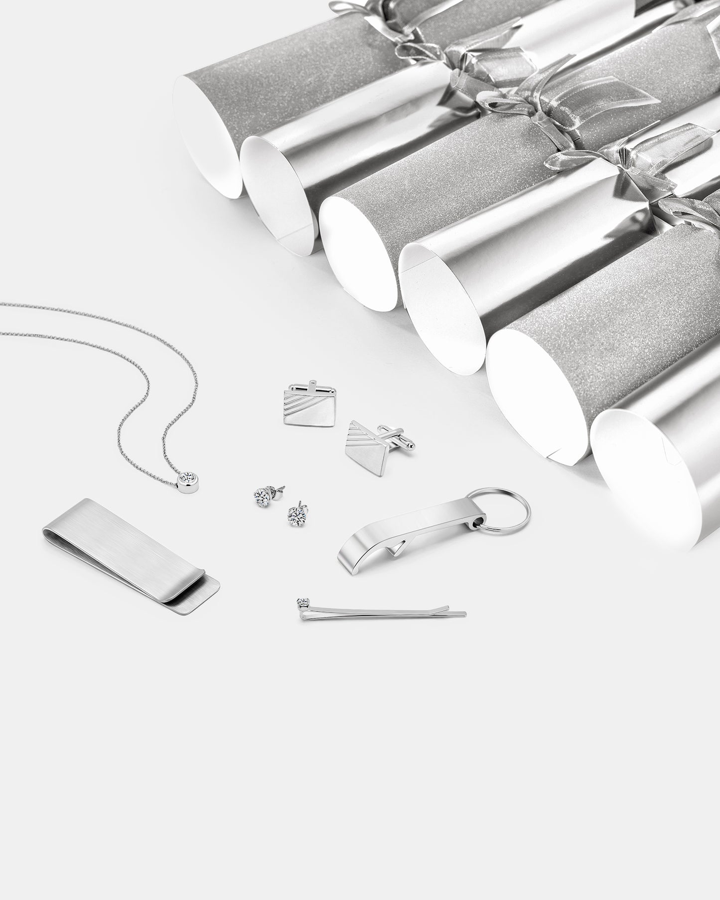 Luxury 6-Pack Crackers Silver Glitter & Silver
