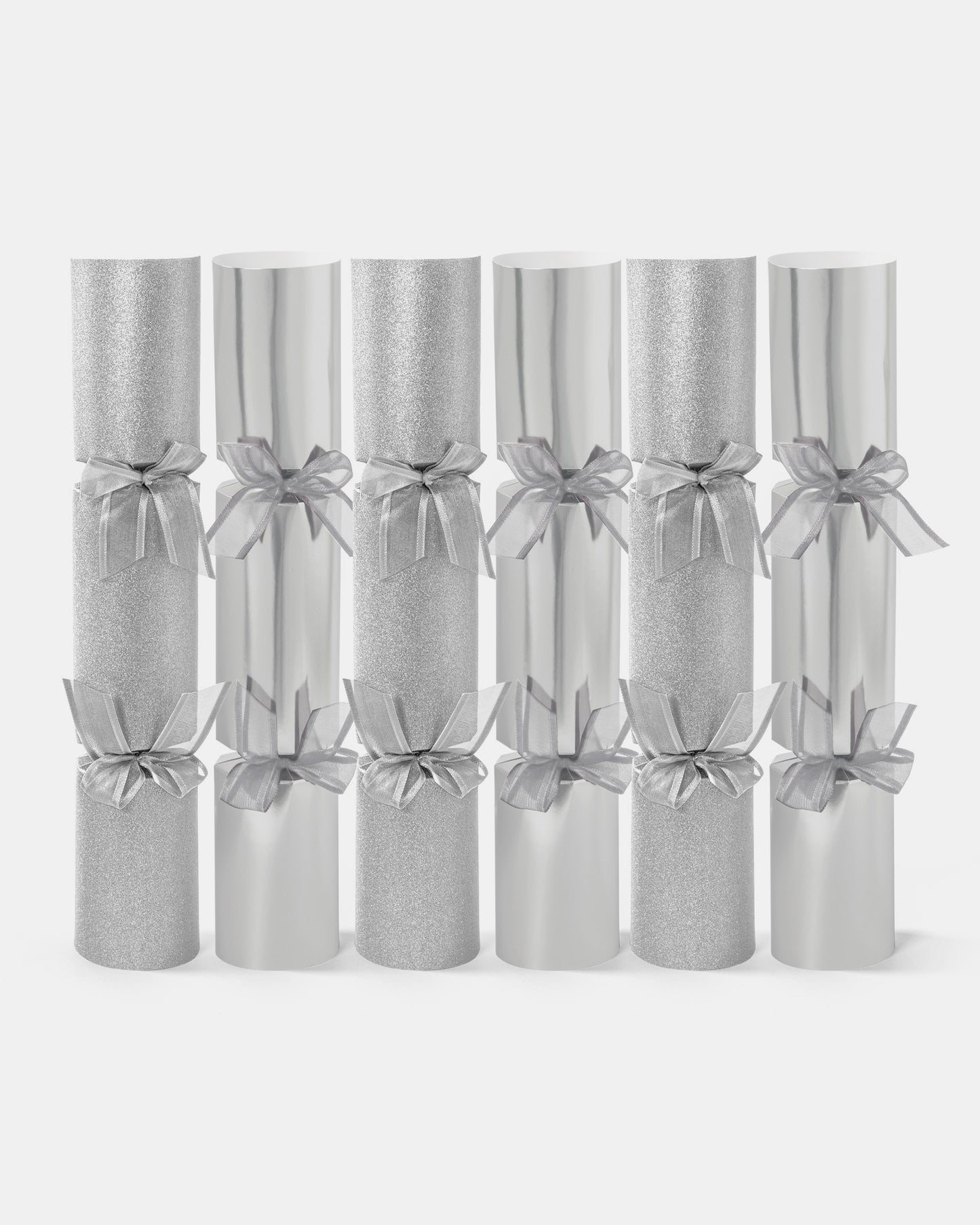 Luxury 6-Pack Crackers Silver Glitter & Silver