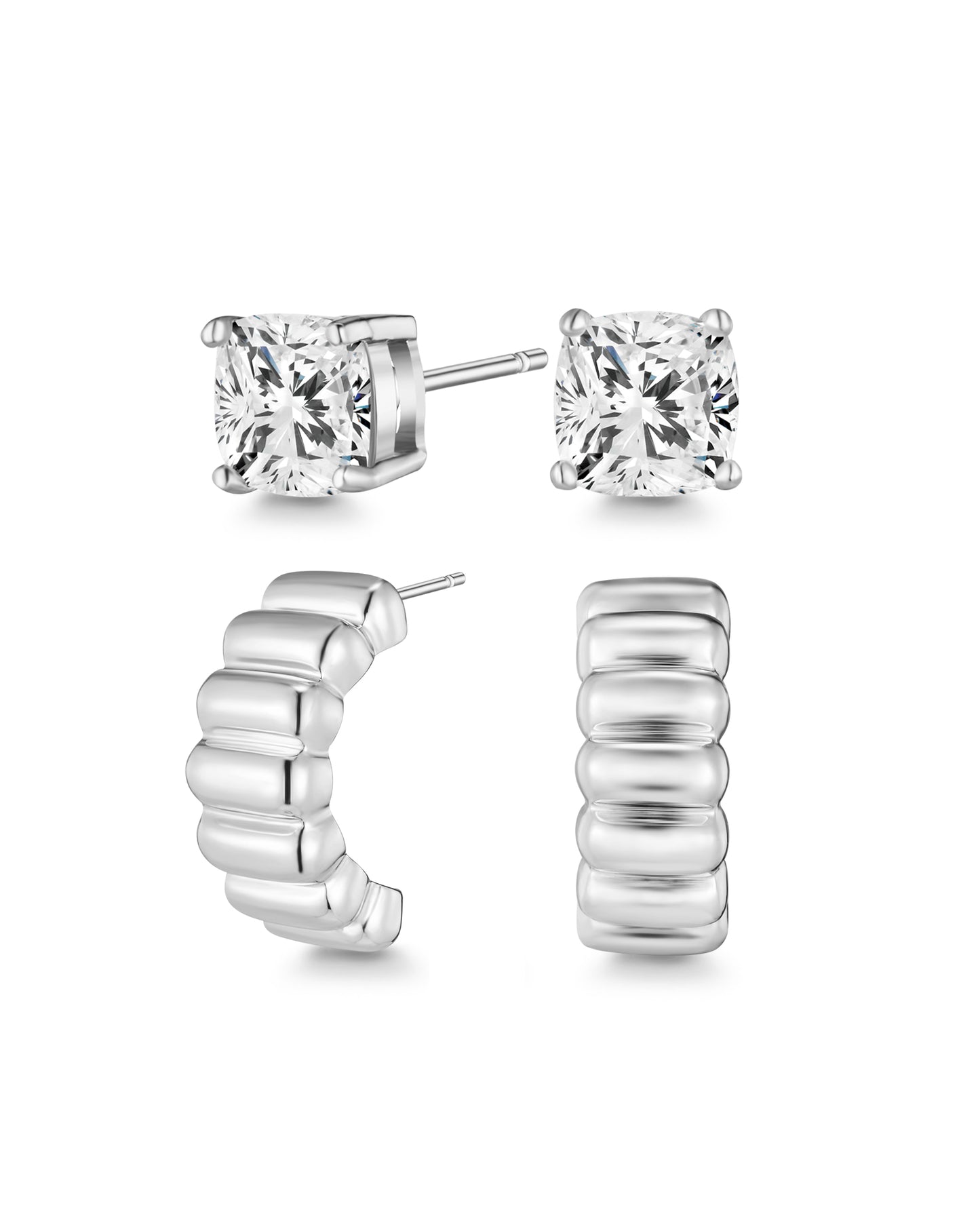 Wave Hoop and Stud Set