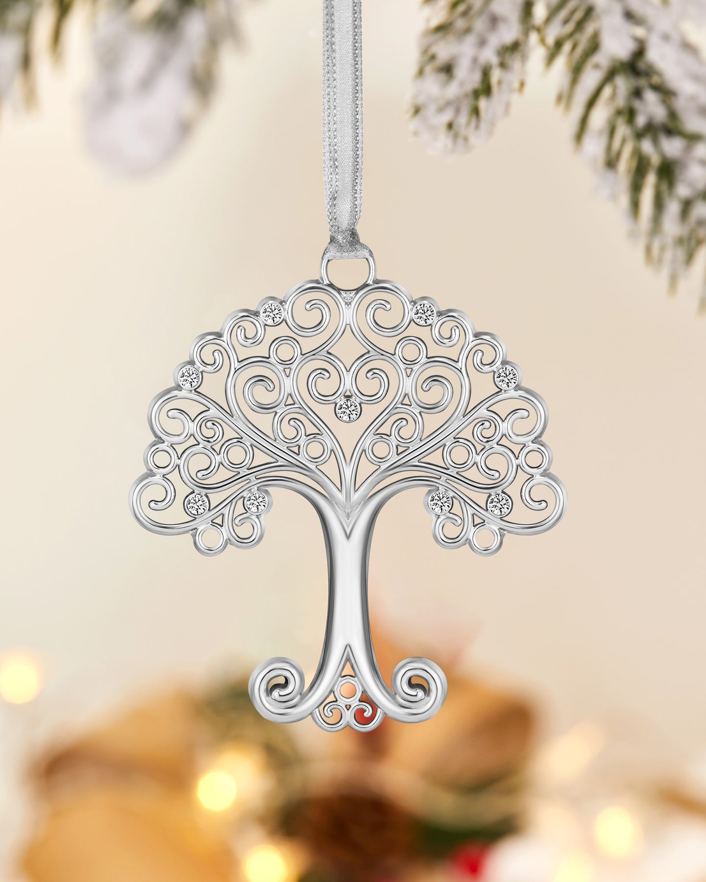 Load image into Gallery viewer, 5 Piece Festive Ornaments Set in Silver
