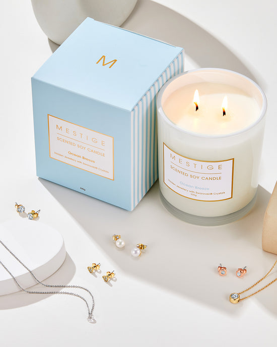 Ocean Breeze - Organic Sea Salt Scented Soy Candle with Hidden Jewellery