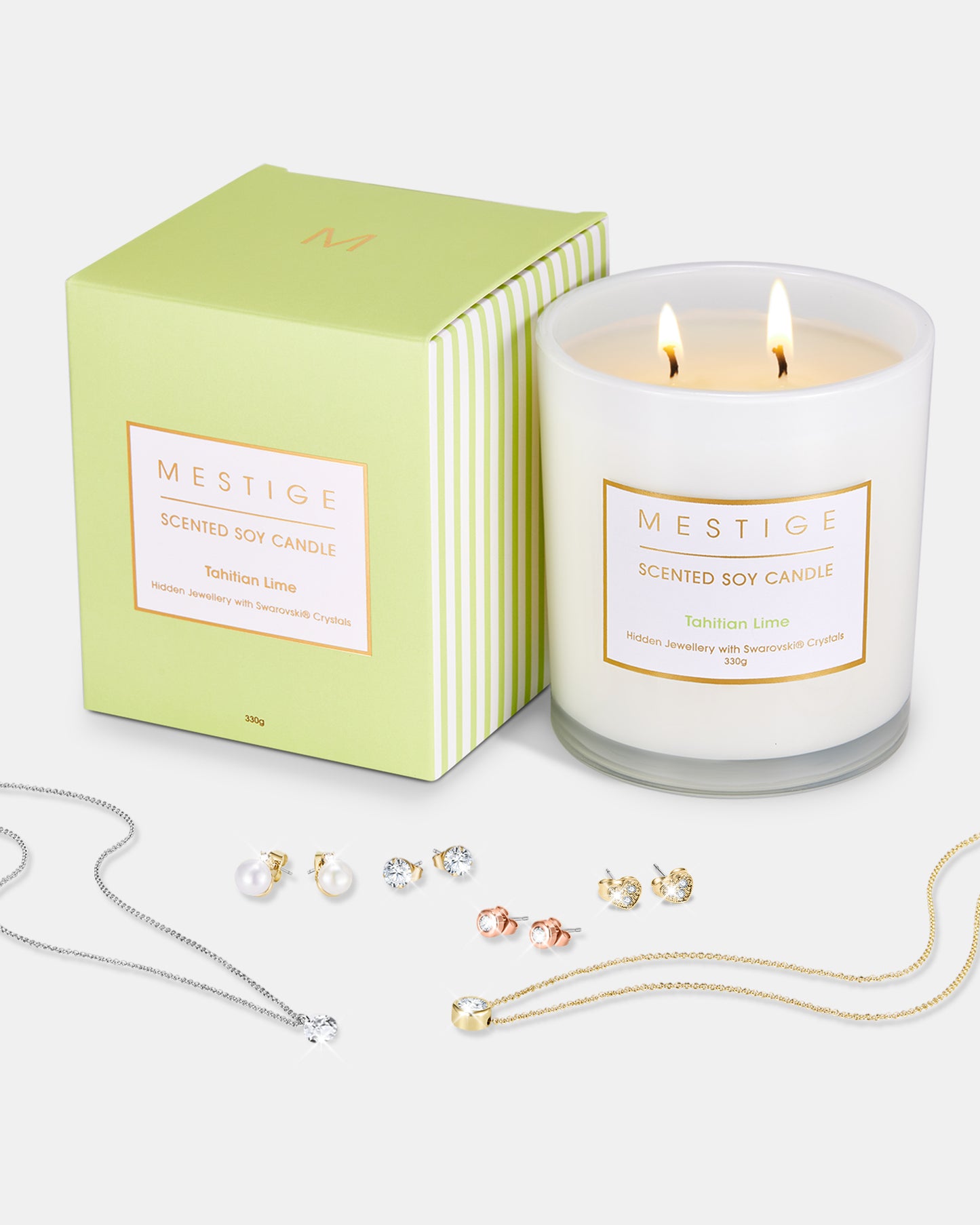 Tahitian Lime - Lemongrass Scented Soy Candle with Hidden Jewellery