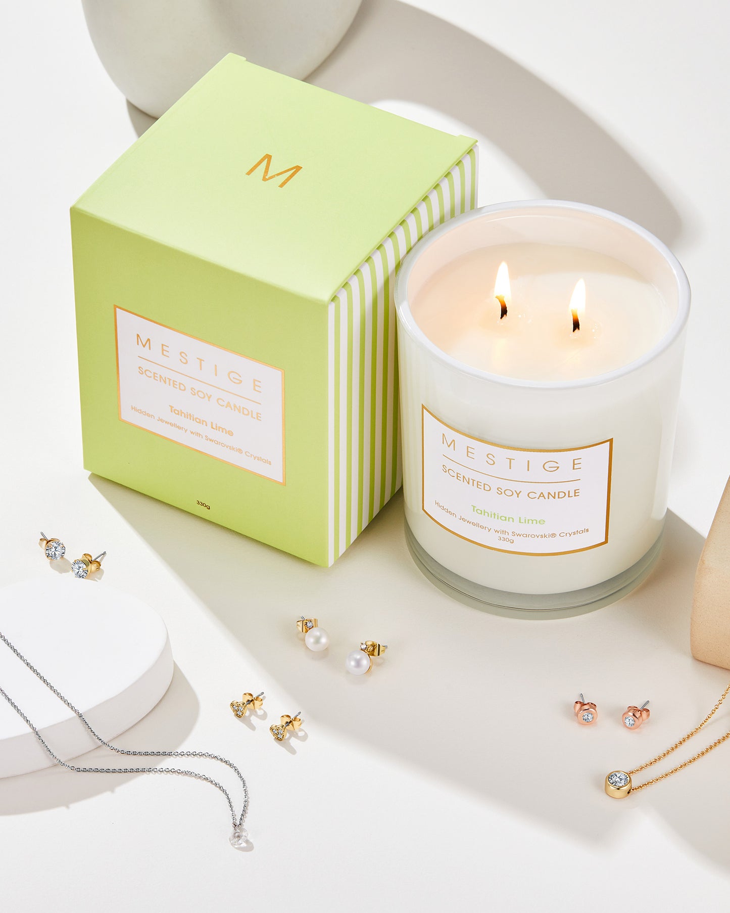Tahitian Lime - Lemongrass Scented Soy Candle with Hidden Jewellery