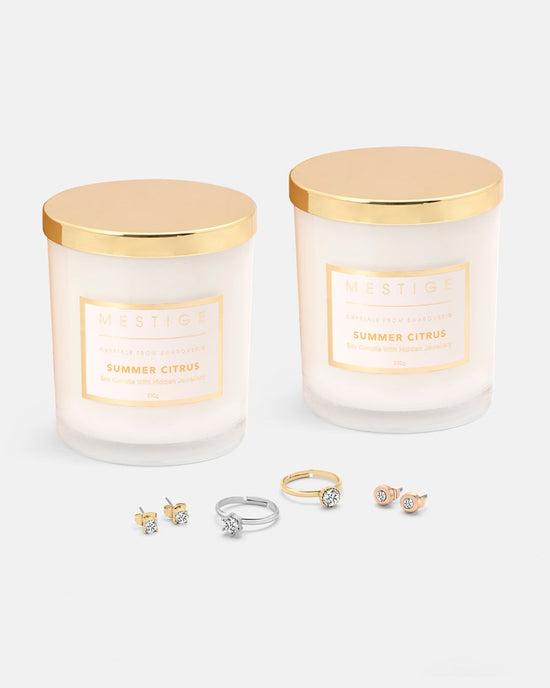 Duo Gift Set Summer Citrus Scented Soy Candle with Hidden Jewellery