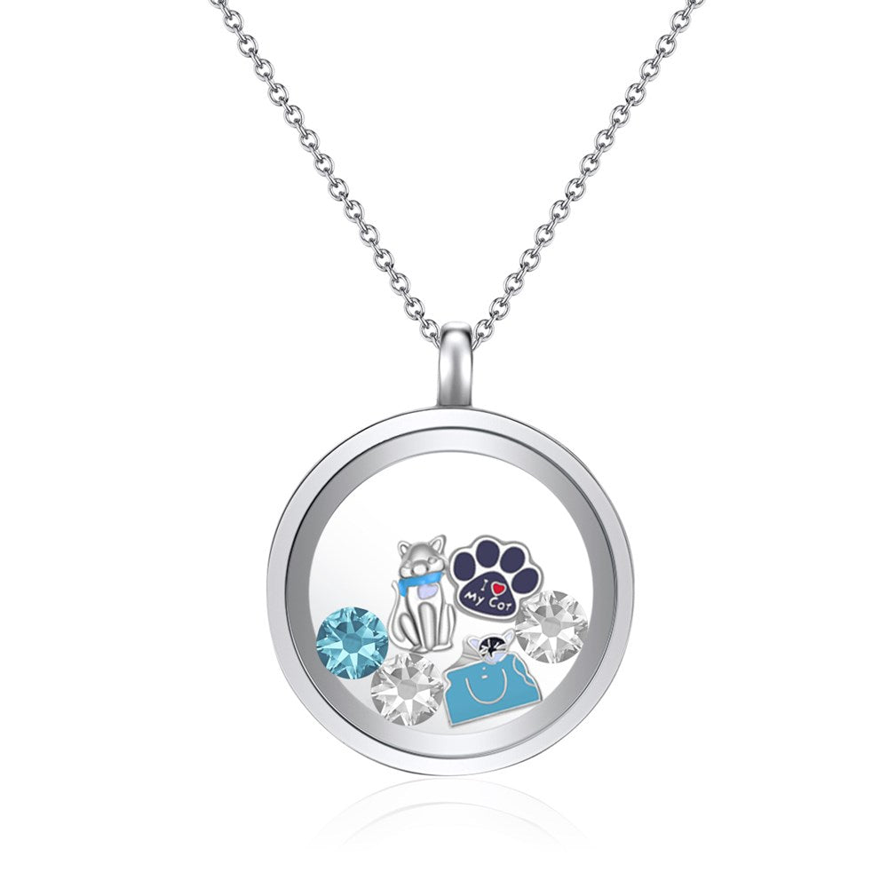 I Love Cats Floating Charm Necklace