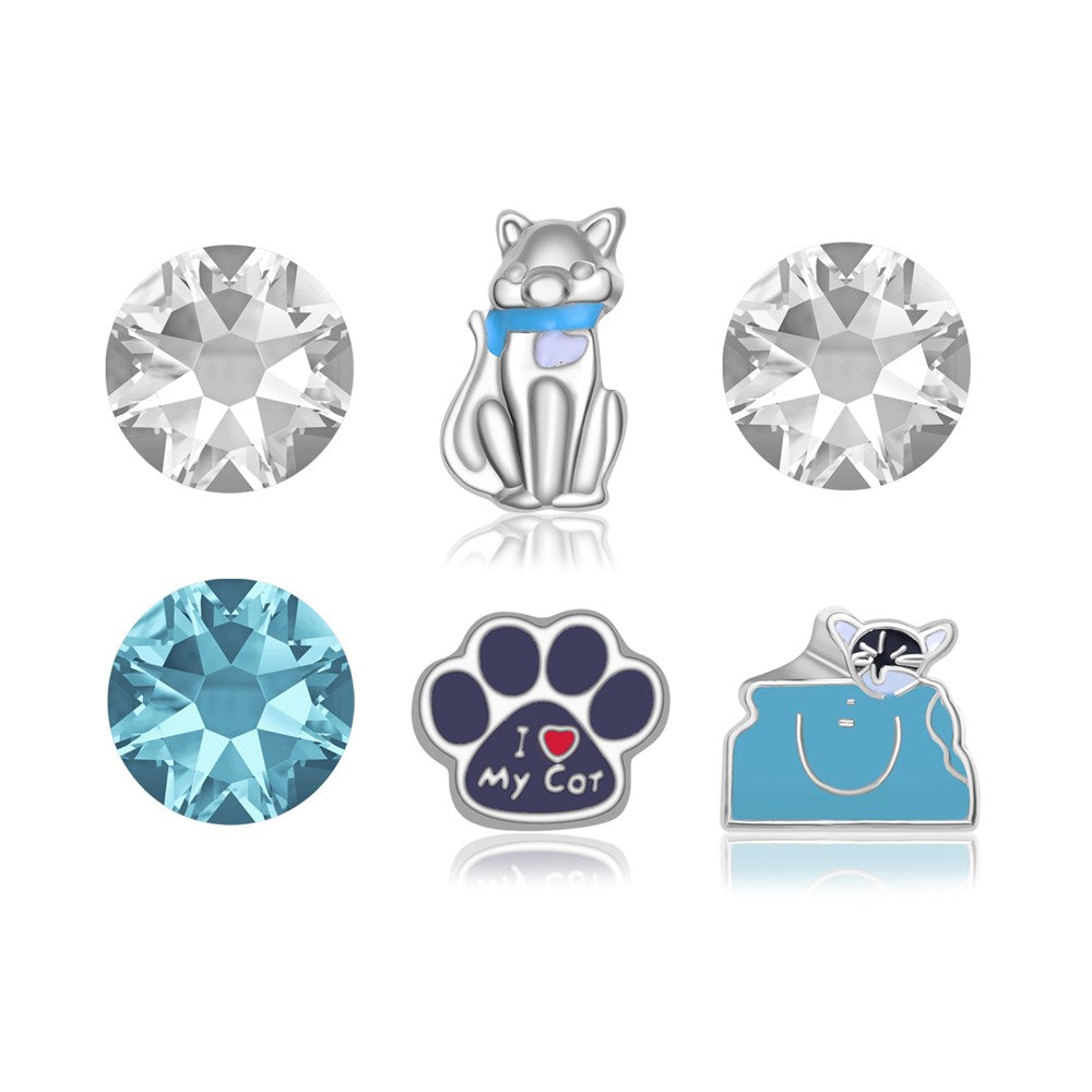 I Love Cats Floating Charm Necklace