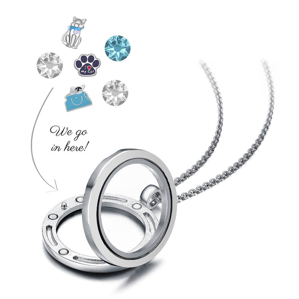 I Love Cats Floating Charm Necklace