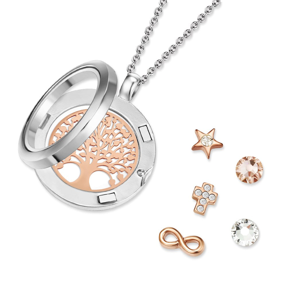 25mm living memory floating charm locket - champagne colour