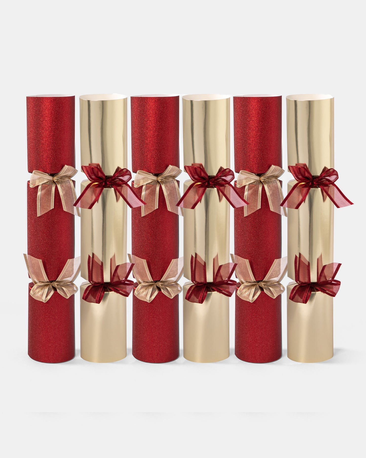 Luxury 6-Pack Crackers Red Glitter & Gold