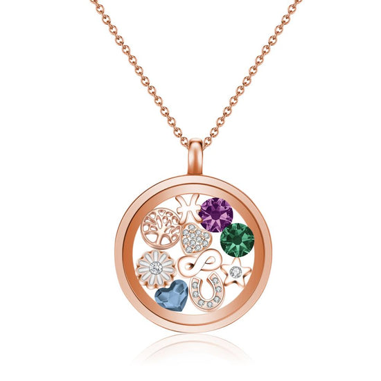Rose Gold Water Lily Floating Charm Necklace