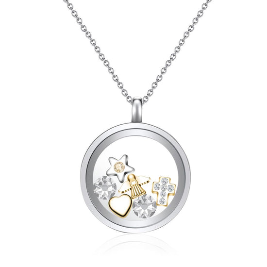 Load image into Gallery viewer, Little Angel Dual Floating Charm Necklace
